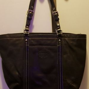Coach black leather tote